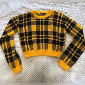 Nasty Gal Plaid Cropped Sweater Size Large